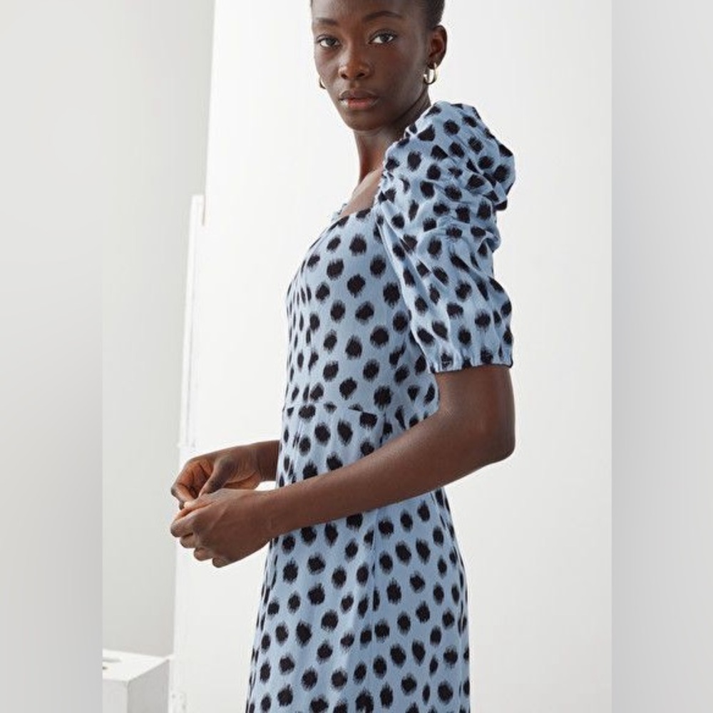 & Other Stories Blue and Black Textured Dress